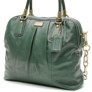 Coach Emerald Kristin Pleated Leather Satchel